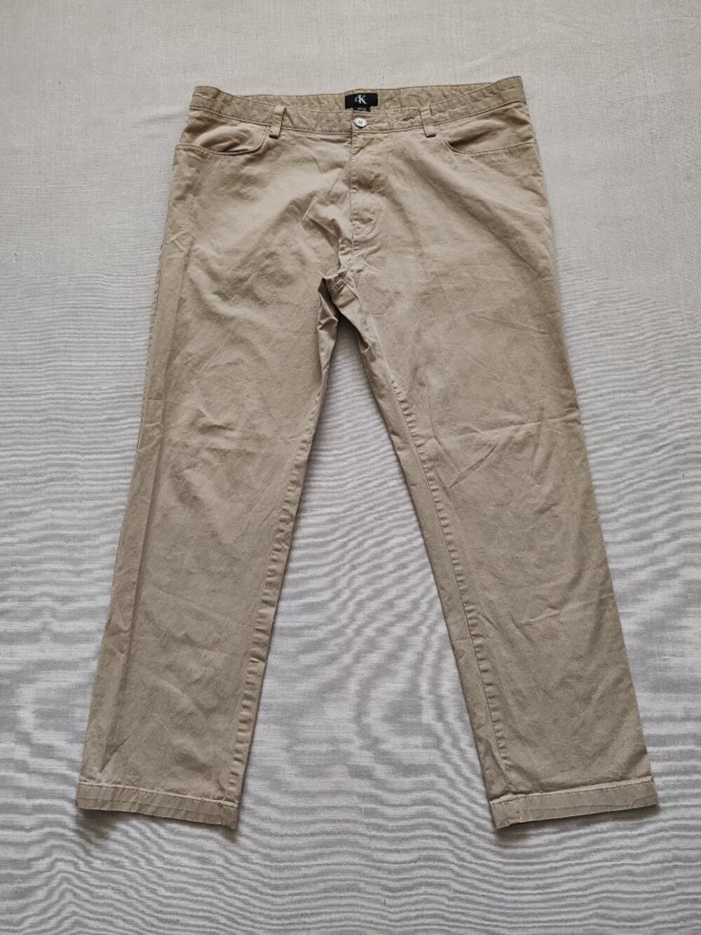 Calvin Klein Mens Beige Khaki Slim Fit Stretch Chino Pants 38x30